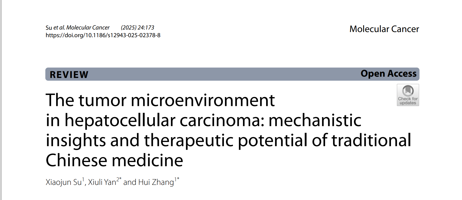 交叉科学研究院张辉团队多维度阐释肿瘤发生机制系列综述连登国际权威期刊