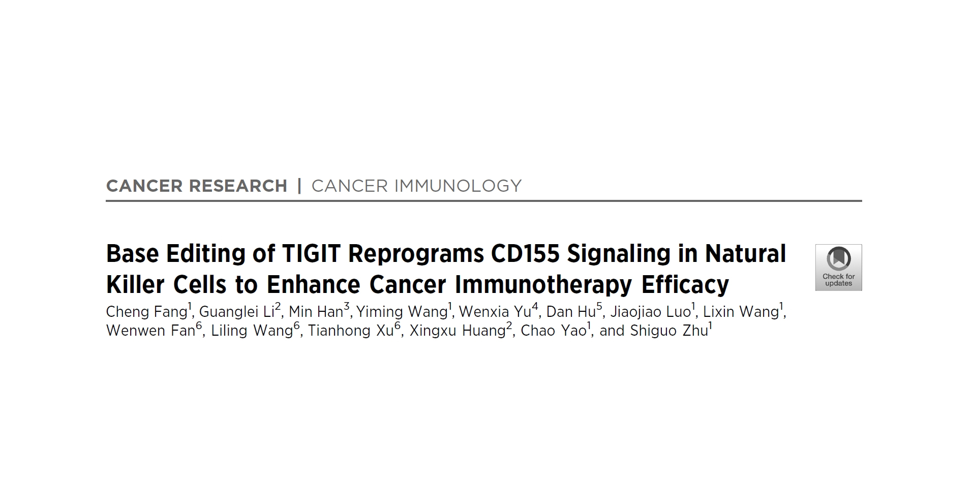 我校中西医结合学院朱诗国团队在抗肿瘤NK细胞药物研发领域取得新突破